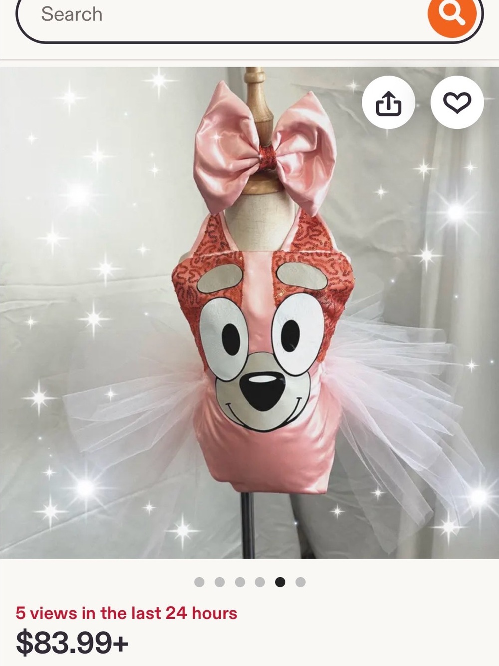 Hand Crafted Bingo Puppy Tutu Costume (bow not included) like new worn once 2T